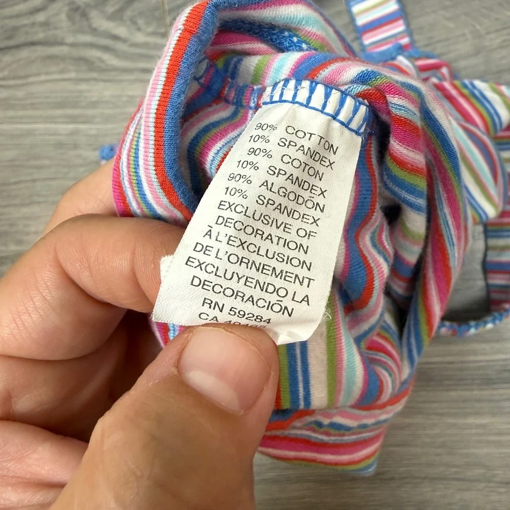 Y2K Childrens Place Girls Striped Camisole Top 7/8 Cross‑Back Multicolor
